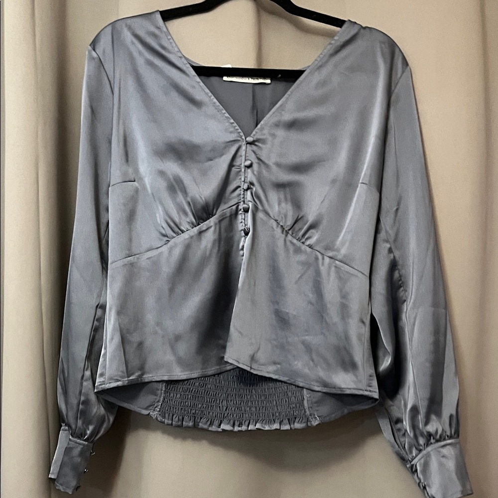 Abercrombie & Fitch Gray Satin Blouse